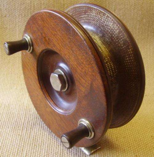 OLD WOODEN FISHING REEL