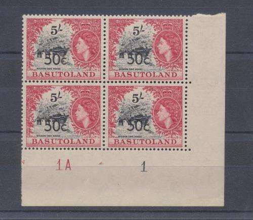 BASUTOLAND 50c OVERPRINT CONTROL BLOCK
