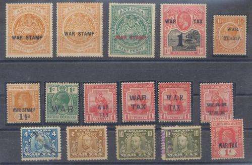 VARIOUS WAR STAMPS ON CARD