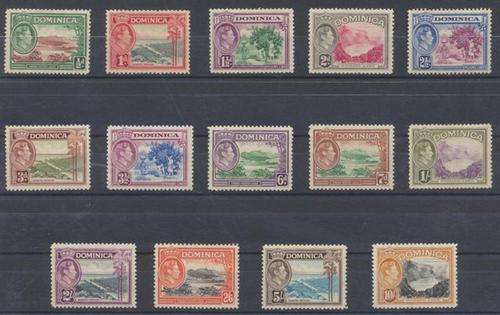 1938 KGVI DOMINICA COMPLETE SET TO THE 10/ MINT - 75 POUNDS.
