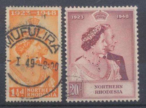 NORTH RHODESIA -  SILVER WEDDING SET FINE USED - 80 POUNDS.