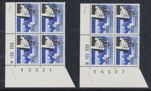 CHAULKY PAPER - RSA 50c CONTROL BLOCKS A & B PANES , UN - MINT