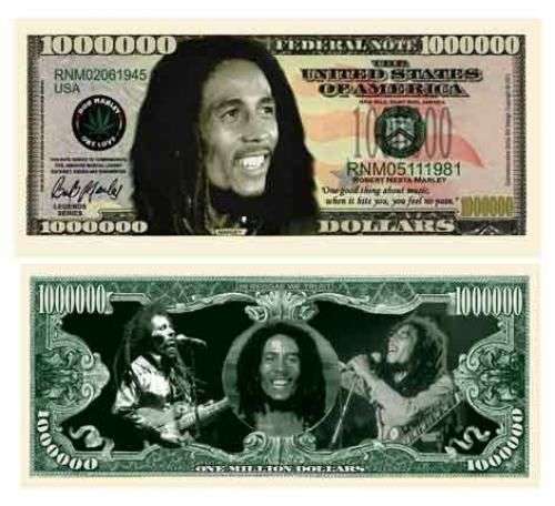 BOB MARLEY NOVELTY ONE MILLION DOLLAR BILL