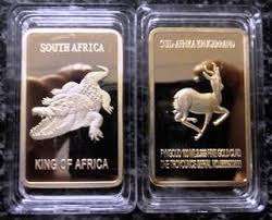 South-Africa Alligator 1oz .999 24k Gold Clad bar