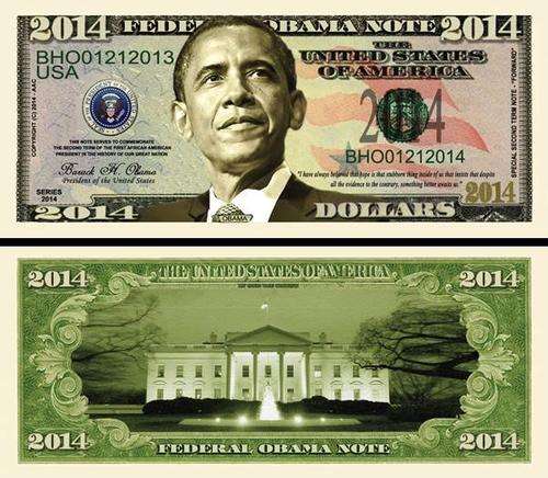 BARACK OBAMA 2014 PRESIDENTIAL DOLLAR BILL