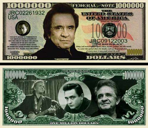 JOHNNY CASH MILLION DOLLAR NOVELTY BILL