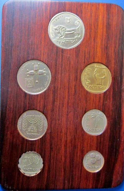 Israel Coins Mounted in Wooden Sheet