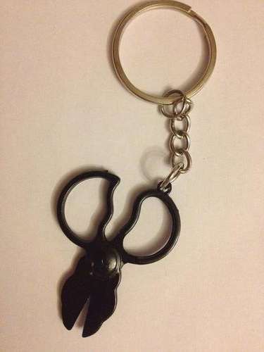 Black Metal Keyring - Scissors