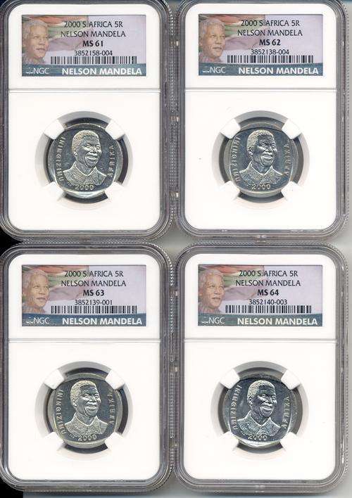 4x "Smiley" 2000 Set - COLOUR LABEL - MS61 /MS62 /MS63 /MS64