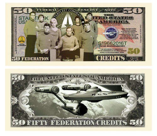 STARTREK 50 FEDERATION CREDITS NOVLETY DOLLAR BILL