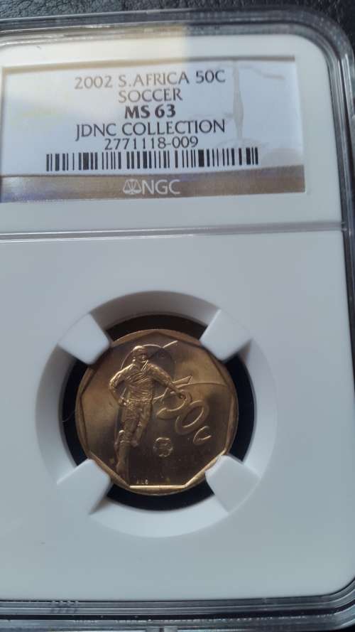 2002 RSA 50 CENT SOCCER GRADED MS63 BY NGC
