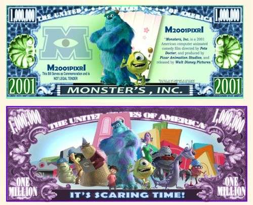MONSTER`S INC NOVELTY MILLION DOLLAR BILL