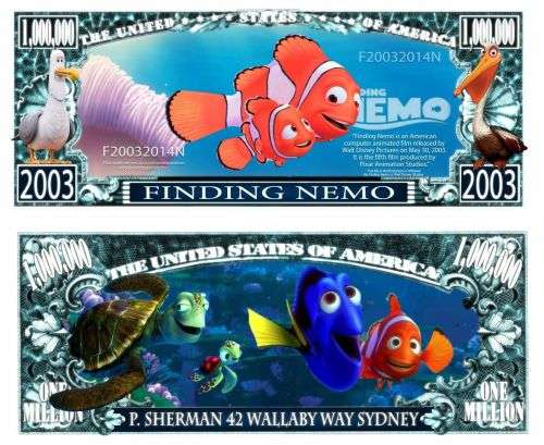 FINDING NEMO NOVELTY MILLION DOLLAR BILL