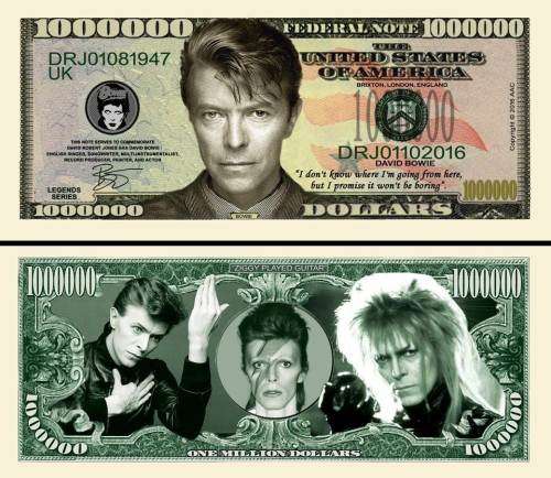 DAVID BOWIE NOVELTY MILLION DOLLAR BILL