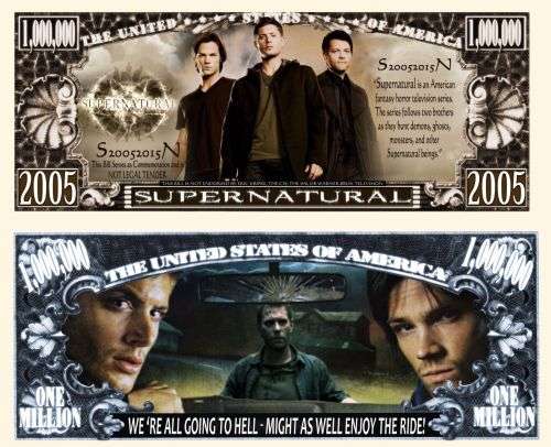 SUPERNATURAL  NOVELTY MILLION DOLLAR BILL