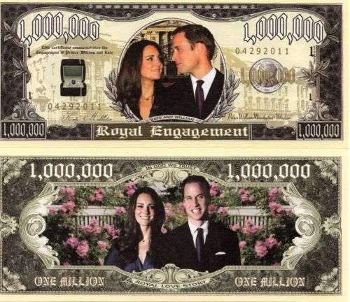 THE ROYAL ENGAGEMENT MILLION DOLLAR NOVELTY  BILL