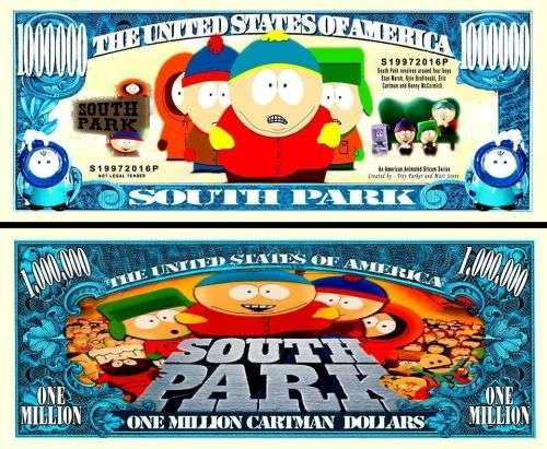 SOUTH PARK NOVELTY MILLION DOLLAR BILL