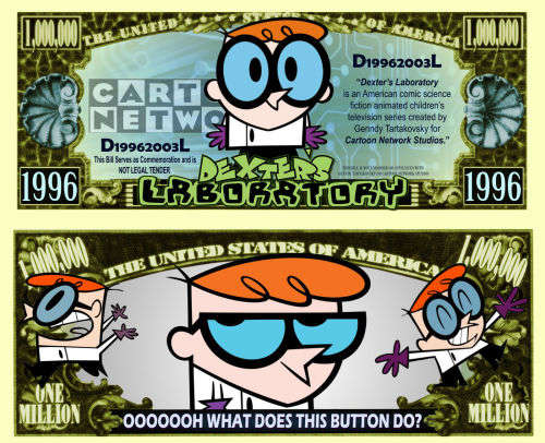 DEXTERS LABORATORY NOVELTY MILLION DOLLAR BILL