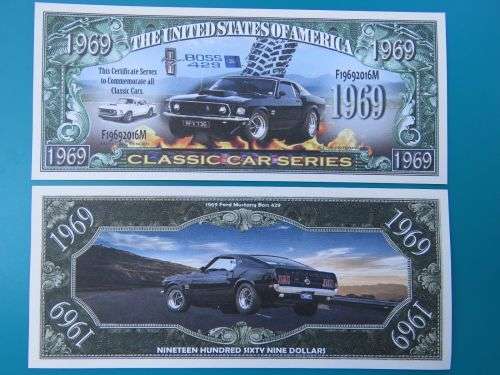 CLASSIC CAR SERIES 1969 FORD MUSTANG NOVELTY MILLION DOLLAR BILL