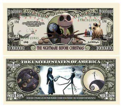 THE NIGHTMARE BEFORE CHRISTMAS NOVELTY MILLION DOLLAR BILL