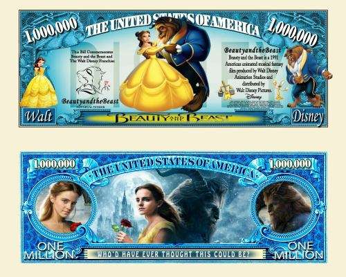 BEAUTY AND THE BEAST NOVELTY MILLION DOLLAR BILL