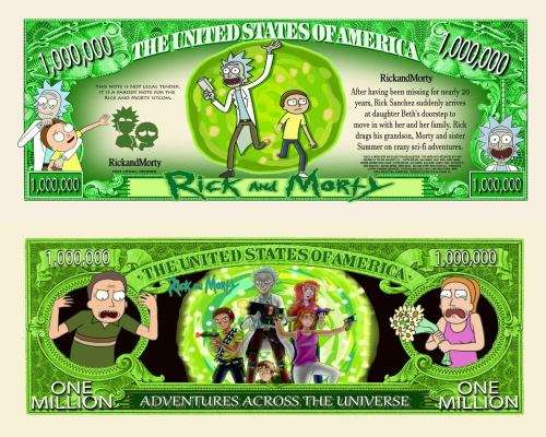 RICK AND MORTY NOVELTY MILLION DOLLAR BILL