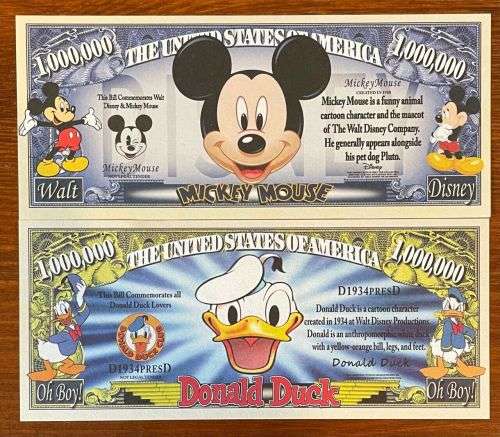 MICKEY MOUSE NOVELTY MILLION DOLLAR BILL