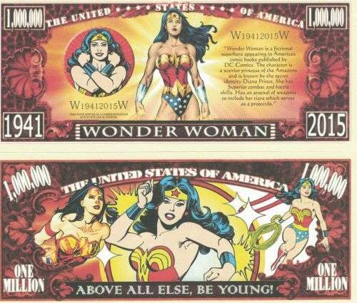 WONDER WOMAN NOVELTY MILLION DOLLAR BILL