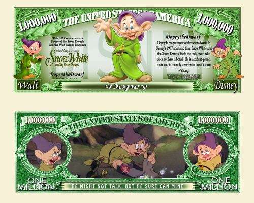 DOPEY DWARF NOVELTY MILLION DOLLAR BILL