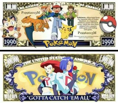 POKEMON NOVELTY MILLION DOLLAR BILL
