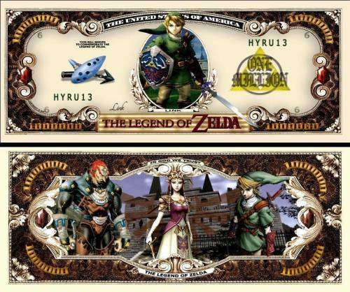 THE LEGEND OF ZELDA NOVELTY MILLION DOLLAR BILL