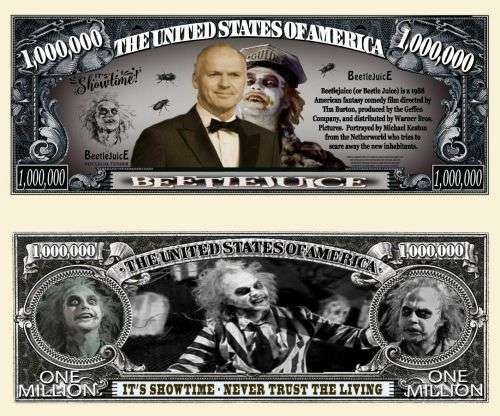 BEETLEJUICE NOVELTY MILLION DOLLAR BILL