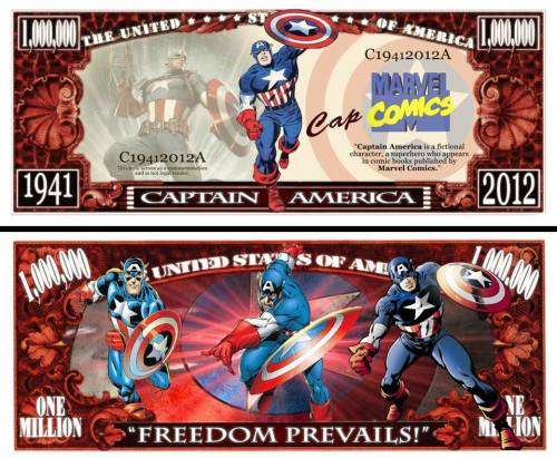CAPTAIN AMERICA NOVELTY MILLION DOLLAR BILL