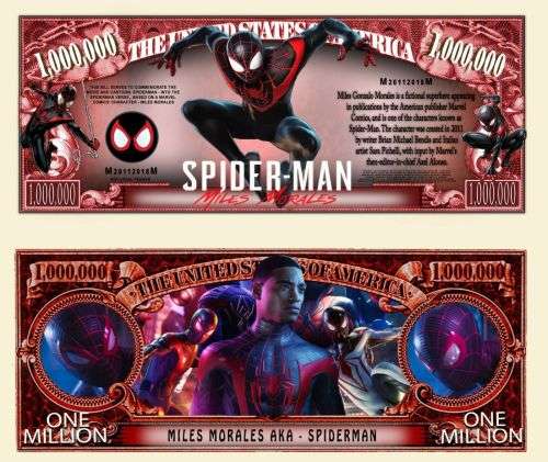 MILES MORALES SPIDERMAN MILLION DOLLAR BILL