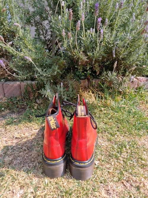 Genuine Vintage Dr Martens Red with Heel Made in England Size 4 VGC