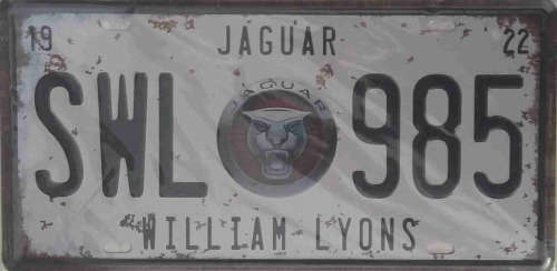 Jaguar metal license plate              mt19
