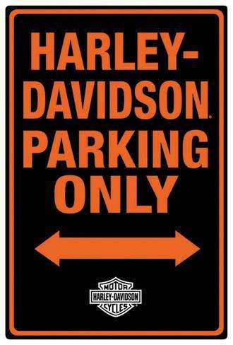 Harley Davidson parking only. genuine embossed metal tin sign