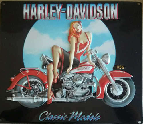 Harley Davidson Classic model. genuine embossed metal tin sign