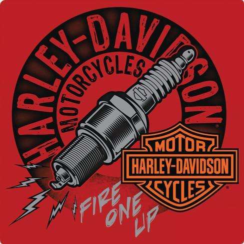 Harley Davidson Fire one up. genuine Harlet-Davidson embossed metal tin sign