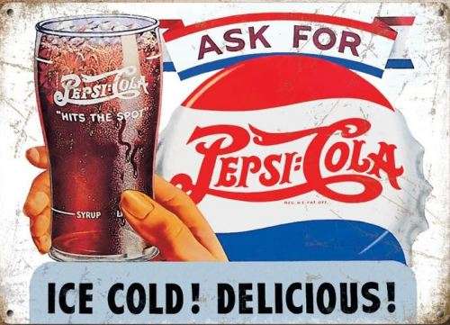 Pepsi-Cola. Vintage style large heavy metal distressed sign from UK         mt30