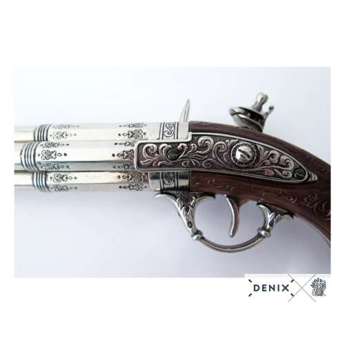 Revolving 4 barrel flintlock pistol. Non functional Replica