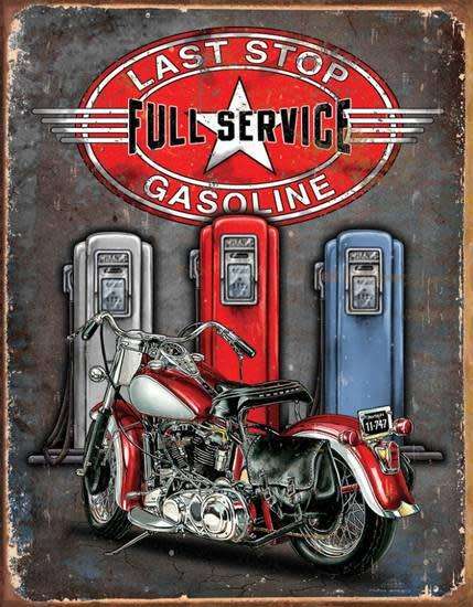 Last stop full service vintage style metal sign