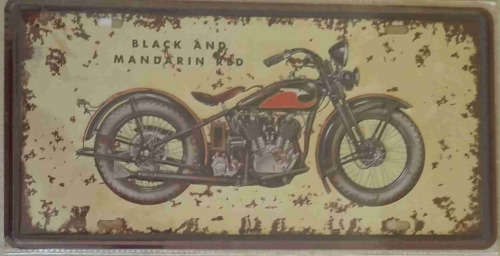 Harley-Davidson black & mandarin red embossed metal license plate              mt19