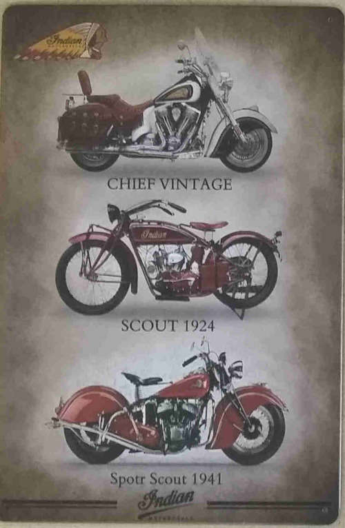 Indian motor cycles. Metal sign                      mt25
