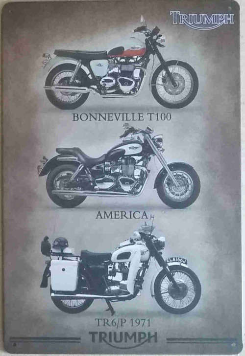 Triumph motor cycles. Metal sign                      mt25