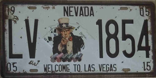 Nevada metal license embossed distressed plate              mt19
