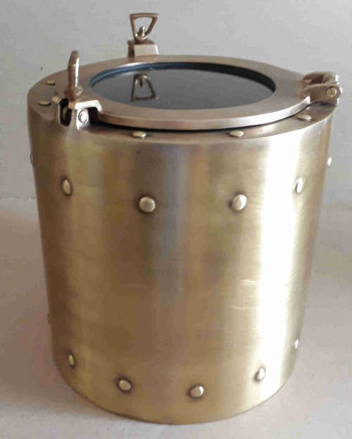 Ice bucket/wine chiller solid brass nautical port hole