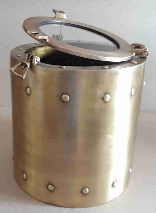 Ice bucket/wine chiller solid brass nautical port hole