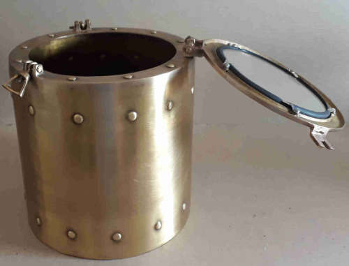 Ice bucket/wine chiller solid brass nautical port hole