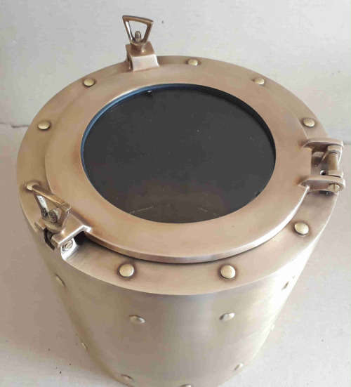 Ice bucket/wine chiller solid brass nautical port hole